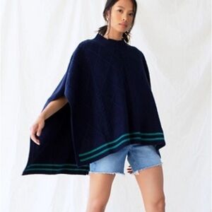 Free People Harbour Stripe Poncho EUC OS